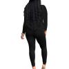 imagePINSV Womens Tracksuits 2 Piece Outfits Sweatsuit Long Sleeve Top Jogger Legging Pants SetsBlack