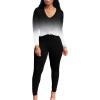 imagePINSV Womens Tracksuits 2 Piece Outfits Sweatsuit Long Sleeve Top Jogger Legging Pants SetsBlack Gradient