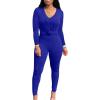 imagePINSV Womens Tracksuits 2 Piece Outfits Sweatsuit Long Sleeve Top Jogger Legging Pants SetsBlue