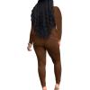 imagePINSV Womens Tracksuits 2 Piece Outfits Sweatsuit Long Sleeve Top Jogger Legging Pants SetsBrown