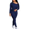 imagePINSV Womens Tracksuits 2 Piece Outfits Sweatsuit Long Sleeve Top Jogger Legging Pants SetsNavy Blue
