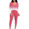 imagePINSV Womens Tracksuits 2 Piece Outfits Sweatsuit Long Sleeve Top Jogger Legging Pants SetsPink Gradient