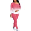 imagePINSV Womens Tracksuits 2 Piece Outfits Sweatsuit Long Sleeve Top Jogger Legging Pants SetsPink Gradient