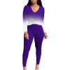 imagePINSV Womens Tracksuits 2 Piece Outfits Sweatsuit Long Sleeve Top Jogger Legging Pants SetsPurple Gradient