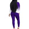 imagePINSV Womens Tracksuits 2 Piece Outfits Sweatsuit Long Sleeve Top Jogger Legging Pants SetsPurple Gradient