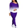 imagePINSV Womens Tracksuits 2 Piece Outfits Sweatsuit Long Sleeve Top Jogger Legging Pants SetsPurple Gradient