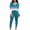 imagePINSV Womens Tracksuits 2 Piece Outfits Sweatsuit Long Sleeve Top Jogger Legging Pants SetsTurquoise Gradient