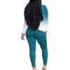 imagePINSV Womens Tracksuits 2 Piece Outfits Sweatsuit Long Sleeve Top Jogger Legging Pants SetsTurquoise Gradient
