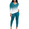 imagePINSV Womens Tracksuits 2 Piece Outfits Sweatsuit Long Sleeve Top Jogger Legging Pants SetsTurquoise Gradient