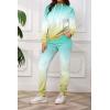 imagePINSV Sweatsuits Women 2 Piece Outfits Casual Jogging Suits Long Sleeve Hoodie Sweatpants Two Piece Tracksuits SetsBlue Green Gradient