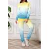 imagePINSV Sweatsuits Women 2 Piece Outfits Casual Jogging Suits Long Sleeve Hoodie Sweatpants Two Piece Tracksuits SetsYellow Blue Gradient