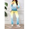 imagePINSV Sweatsuits Women 2 Piece Outfits Casual Jogging Suits Long Sleeve Hoodie Sweatpants Two Piece Tracksuits SetsYellow Blue Gradient