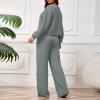 imagePINSV Womens 2 Piece Outfits Sweatsuit Crewneck Long Sleeve Tops Wide Leg Pants Lounge Set TracksuitGrey
