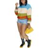 imagePINSV Womens Color Block Knit Sweaters Casual Crewneck Long Sleeve Loose Fit Pullover Sweater TopsBlue Green