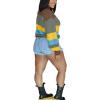imagePINSV Womens Color Block Knit Sweaters Casual Crewneck Long Sleeve Loose Fit Pullover Sweater TopsBrown Grey