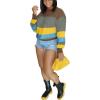 imagePINSV Womens Color Block Knit Sweaters Casual Crewneck Long Sleeve Loose Fit Pullover Sweater TopsBrown Grey