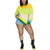 imagePINSV Womens Color Block Knit Sweaters Casual Crewneck Long Sleeve Loose Fit Pullover Sweater TopsYellow Green