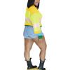 imagePINSV Womens Color Block Knit Sweaters Casual Crewneck Long Sleeve Loose Fit Pullover Sweater TopsYellow Green