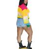 imagePINSV Womens Color Block Knit Sweaters Casual Crewneck Long Sleeve Loose Fit Pullover Sweater TopsYellow Pink