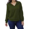 imagePINSV Women Quarter Zip Hoodie Sweatshirt Basic Long Sleeve Pullover Loose Fit Half Zipper SweatshirtsArmy Green