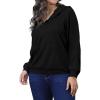 imagePINSV Women Quarter Zip Hoodie Sweatshirt Basic Long Sleeve Pullover Loose Fit Half Zipper SweatshirtsBlack