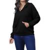 imagePINSV Women Quarter Zip Hoodie Sweatshirt Basic Long Sleeve Pullover Loose Fit Half Zipper SweatshirtsBlack
