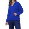imagePINSV Women Quarter Zip Hoodie Sweatshirt Basic Long Sleeve Pullover Loose Fit Half Zipper SweatshirtsBlue