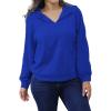 imagePINSV Women Quarter Zip Hoodie Sweatshirt Basic Long Sleeve Pullover Loose Fit Half Zipper SweatshirtsBlue