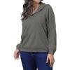 imagePINSV Women Quarter Zip Hoodie Sweatshirt Basic Long Sleeve Pullover Loose Fit Half Zipper SweatshirtsDark Grey