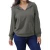 imagePINSV Women Quarter Zip Hoodie Sweatshirt Basic Long Sleeve Pullover Loose Fit Half Zipper SweatshirtsDark Grey