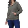 imagePINSV Women Quarter Zip Hoodie Sweatshirt Basic Long Sleeve Pullover Loose Fit Half Zipper SweatshirtsDark Grey