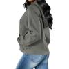 imagePINSV Women Quarter Zip Hoodie Sweatshirt Basic Long Sleeve Pullover Loose Fit Half Zipper SweatshirtsDark Grey