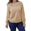 imagePINSV Women Quarter Zip Hoodie Sweatshirt Basic Long Sleeve Pullover Loose Fit Half Zipper SweatshirtsKhaki