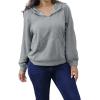 imagePINSV Women Quarter Zip Hoodie Sweatshirt Basic Long Sleeve Pullover Loose Fit Half Zipper SweatshirtsLight Gray