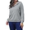 imagePINSV Women Quarter Zip Hoodie Sweatshirt Basic Long Sleeve Pullover Loose Fit Half Zipper SweatshirtsLight Gray