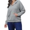 imagePINSV Women Quarter Zip Hoodie Sweatshirt Basic Long Sleeve Pullover Loose Fit Half Zipper SweatshirtsLight Gray