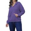 imagePINSV Women Quarter Zip Hoodie Sweatshirt Basic Long Sleeve Pullover Loose Fit Half Zipper SweatshirtsLight Purple