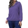 imagePINSV Women Quarter Zip Hoodie Sweatshirt Basic Long Sleeve Pullover Loose Fit Half Zipper SweatshirtsLight Purple