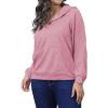 imagePINSV Women Quarter Zip Hoodie Sweatshirt Basic Long Sleeve Pullover Loose Fit Half Zipper SweatshirtsPink