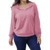 imagePINSV Women Quarter Zip Hoodie Sweatshirt Basic Long Sleeve Pullover Loose Fit Half Zipper SweatshirtsPink