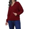 imagePINSV Women Quarter Zip Hoodie Sweatshirt Basic Long Sleeve Pullover Loose Fit Half Zipper SweatshirtsWine Red