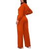 imagePINSV Womens 2 Piece Outfits Sweatsuit Set Long Sleeve Crop Top Drawstring Wide Leg Pants with Pockets TracksuitsOrange
