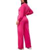 imagePINSV Womens 2 Piece Outfits Sweatsuit Set Long Sleeve Crop Top Drawstring Wide Leg Pants with Pockets TracksuitsRose Red