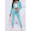 imagePINSV 2 Piece Outfits Velour Tracksuit For Women Zip Up Hoodie Velvet Jogging Sweatsuit Workout Sets Solid Light Blue L