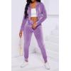imagePINSV 2 Piece Outfits Velour Tracksuit For Women Zip Up Hoodie Velvet Jogging Sweatsuit Workout Sets Solid Purple L