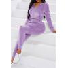 imagePINSV 2 Piece Outfits Velour Tracksuit For Women Zip Up Hoodie Velvet Jogging Sweatsuit Workout Sets Solid Purple L