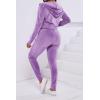 imagePINSV 2 Piece Outfits Velour Tracksuit For Women Zip Up Hoodie Velvet Jogging Sweatsuit Workout Sets Solid Purple L