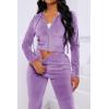 imagePINSV 2 Piece Outfits Velour Tracksuit For Women Zip Up Hoodie Velvet Jogging Sweatsuit Workout Sets Solid Purple L