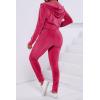 imagePINSV 2 Piece Outfits Velour Tracksuit For Women Zip Up Hoodie Velvet Jogging Sweatsuit Workout Sets Solid Rose Red L
