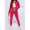 imagePINSV 2 Piece Outfits Velour Tracksuit For Women Zip Up Hoodie Velvet Jogging Sweatsuit Workout Sets Solid Rose Red L